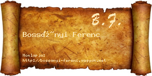 Bossányi Ferenc névjegykártya