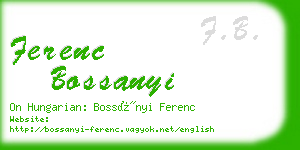 ferenc bossanyi business card